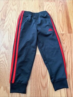 adidas Black Joggers with Red Side Stripes